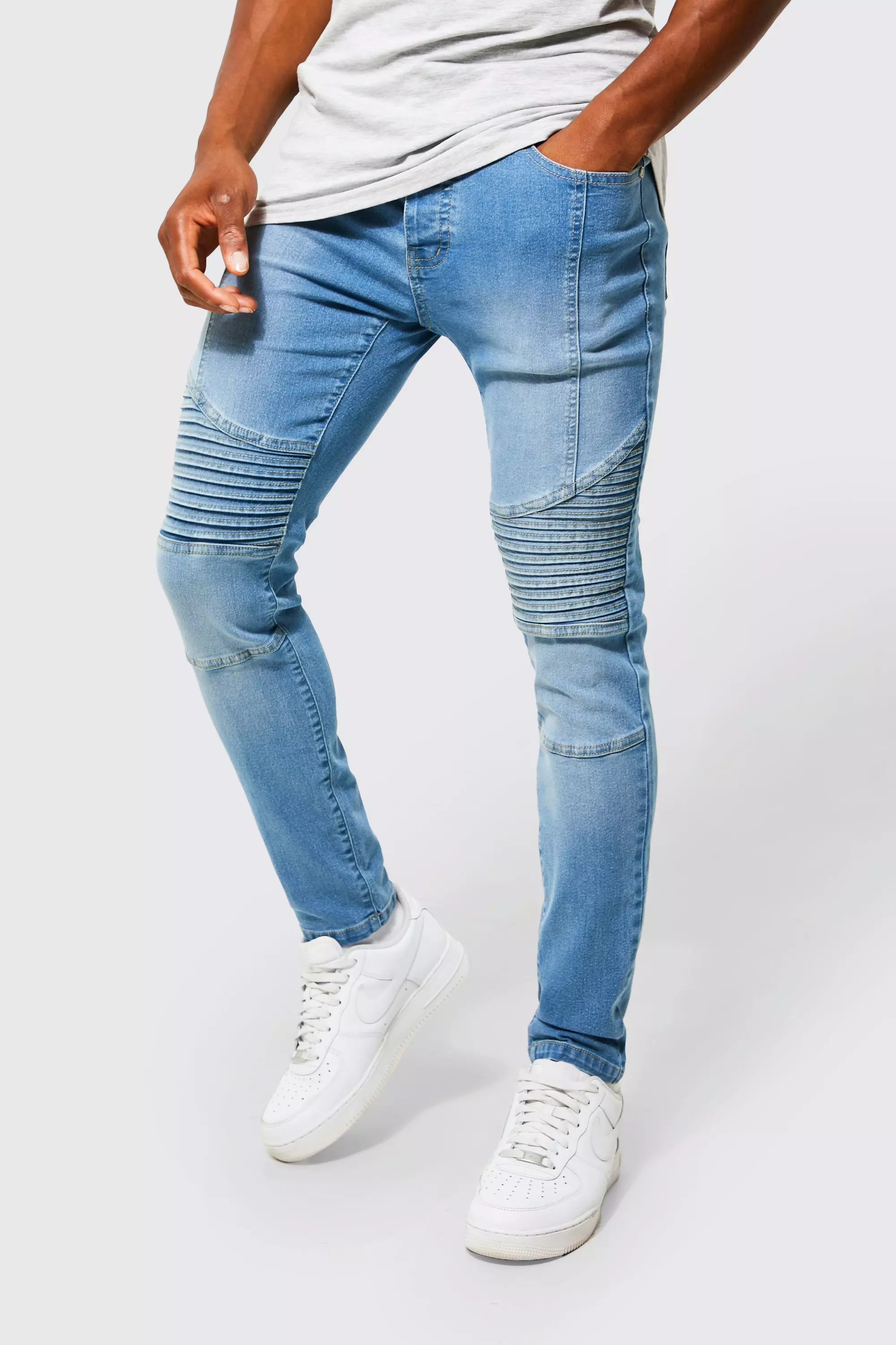 Skinny Stretch Biker Jeans boohooMAN